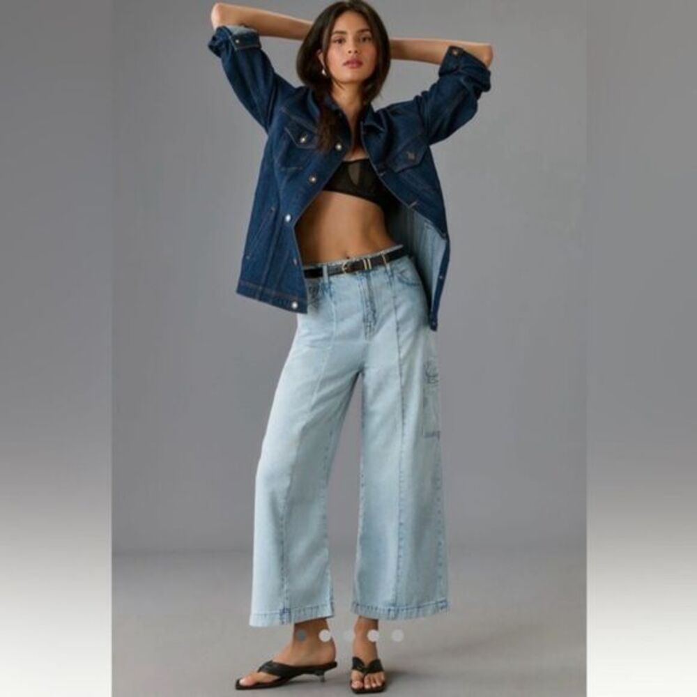 Anthro Triarchy 100% Organic Cotton Ms Campbell Cropped Wide Leg High Rise Jean